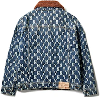 Lookbook MLB Monogram 紐約洋基牛仔外套帶毛領 中性 - 藍色 3ADK04016-50BLS