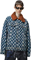 Shop MLB Monogram 紐約洋基牛仔外套帶毛領 中性 - 藍色 3ADK04016-50BLS