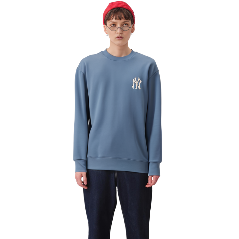 MLB Monogram New York Yankees Embroidered Logo Oversized Sweatshirt Blue Unisex 31MTM1041-50S 圖 5