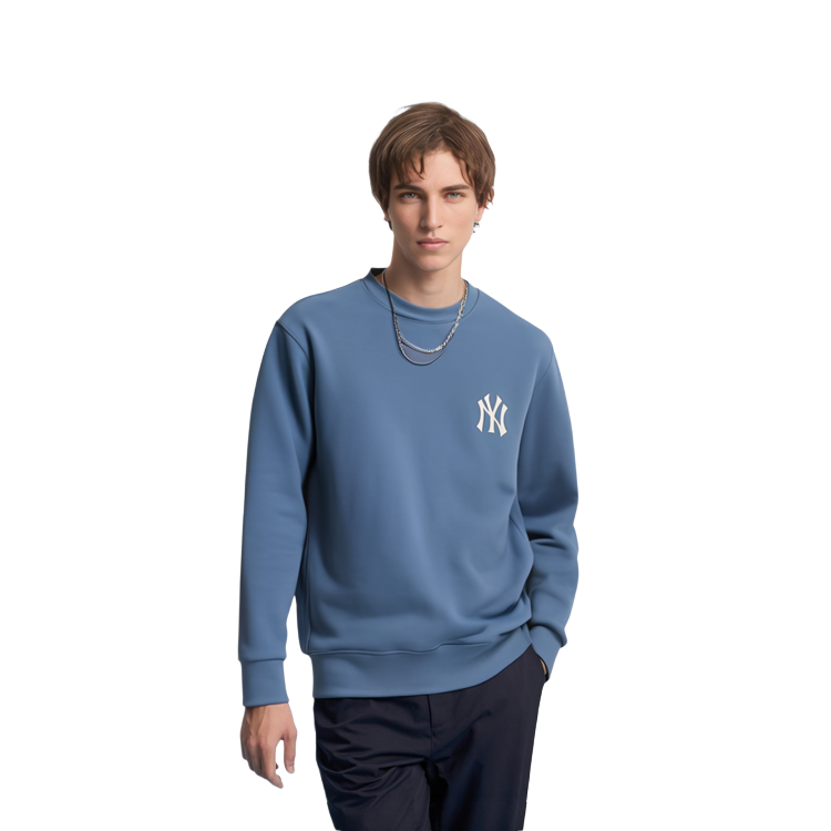 MLB Monogram New York Yankees Embroidered Logo Oversized Sweatshirt Blue Unisex 31MTM1041-50S 圖 6