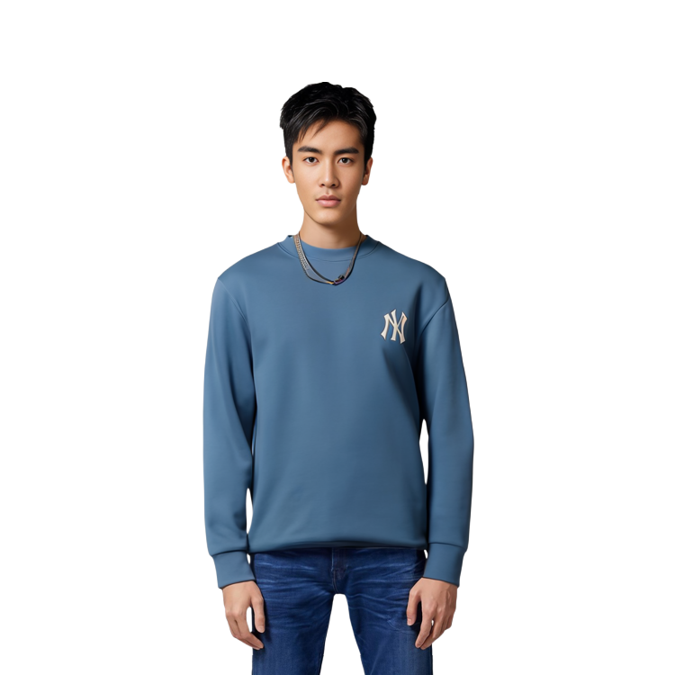 MLB Monogram New York Yankees Embroidered Logo Oversized Sweatshirt Blue Unisex 31MTM1041-50S 圖 7