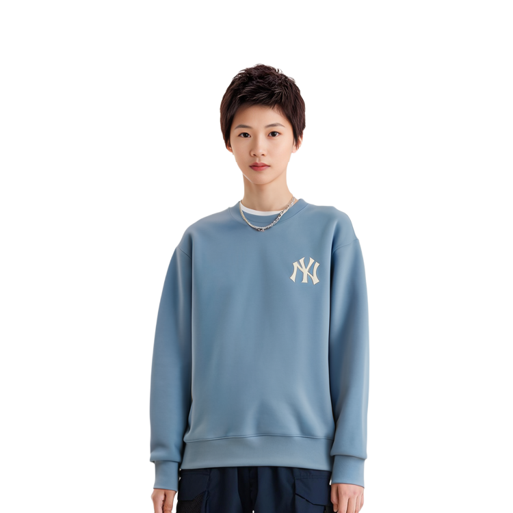 MLB Monogram New York Yankees Embroidered Logo Oversized Sweatshirt Blue Unisex 31MTM1041-50S 圖 8