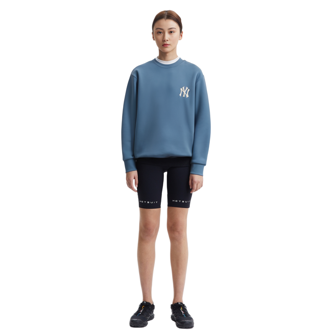 MLB Monogram New York Yankees Embroidered Logo Oversized Sweatshirt Blue Unisex 31MTM1041-50S 圖 9