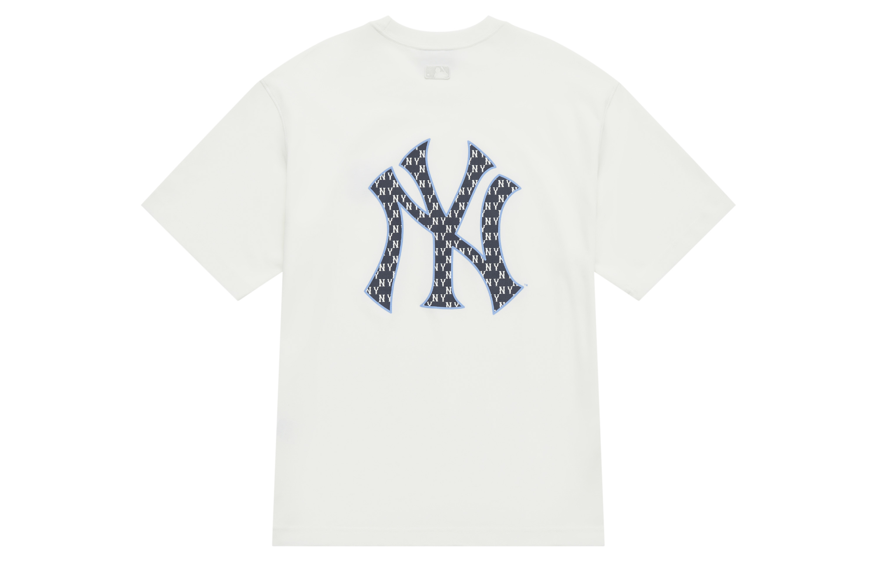 MLB Monogram New York Yankees Ivory White Logo T-Shirt Unisex Breathable Casual Tee 3ATSM0653-50IVS