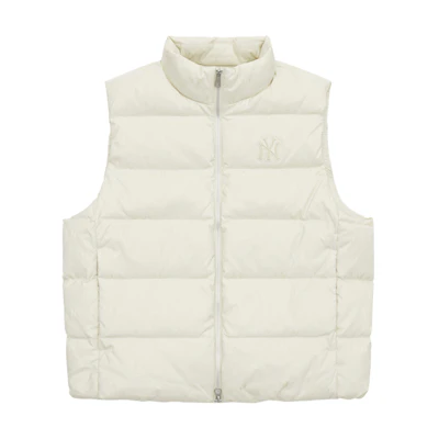 MLB Monogram New York Yankees Ivory White Unisex Down Vest Jacket. 3ADVM0246-50CRD
