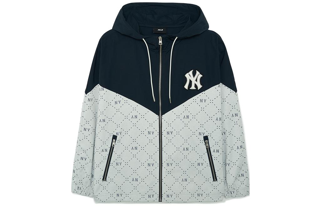MLB Monogram New York Yankees Letter Embroidery Hoodie Jacket Unisex Cream. 3AWJM0234-50CRD