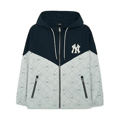 MLB Monogram New York Yankees Letter Embroidery Hoodie Jacket Unisex Cream. 3AWJM0234-50CRD