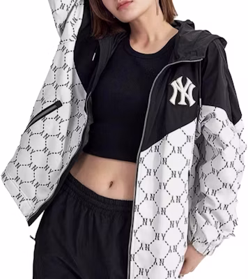 MLB 經典紐約洋基字母刺繡連帽外套 女/男 米白色 3AWJM0234-50CRD Sizing MLB 經典紐約洋基字母刺繡連帽外套 女/男 米白色 3AWJM0234-50CRD