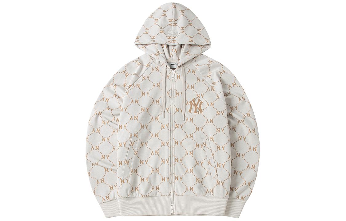 MLB Monogram New York Yankees Letter Print Hoodie Jacket Beige Unisex 3ATRM0341-50CRS 圖 2