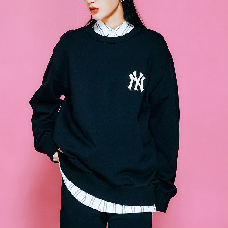 Purchase MLB 紐約洋基標誌款黑色男女款圓領衛衣 3AMTM0121-50BKS