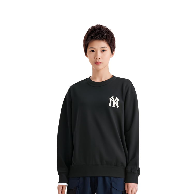 Cheap MLB 紐約洋基標誌款黑色男女款圓領衛衣 3AMTM0121-50BKS