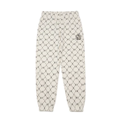 MLB Monogram New York Yankees Logo Jogger Sweatpants Beige Unisex. 3APTM0114-50CRS