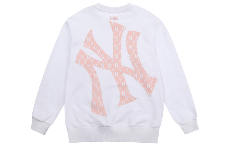 MLB Monogram New York Yankees Logo Pullover Oversized Sweatshirt Unisex White 31MTM2111-50W