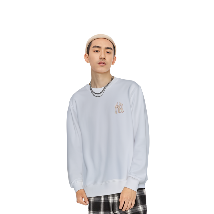 MLB Monogram New York Yankees Logo Pullover Oversized Sweatshirt Unisex White 31MTM2111-50W 圖 6