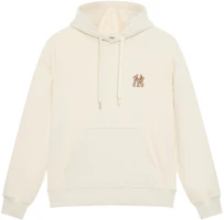 Lookbook MLB 字紋紐約洋基隊奶油色寬鬆連帽衫男女休閒穿搭 3AHDM0144-50CRD