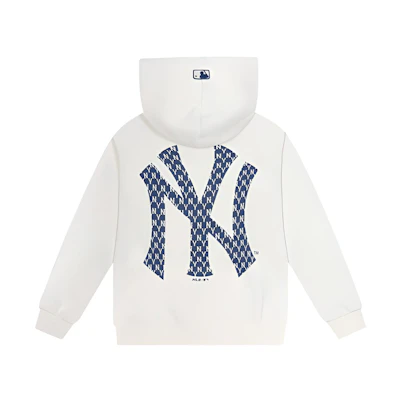 MLB Monogram New York Yankees Oversized Logo Hoodie Unisex - White 31HDM1041-50I