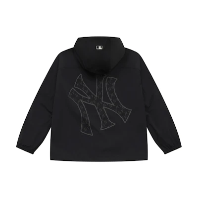 MLB Monogram New York Yankees Unisex Black Windproof Hoodie Jacket 3AWJM0551-50BKS