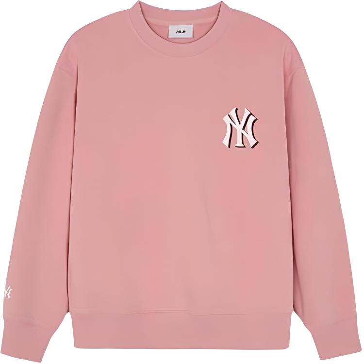 MLB Monogram New York Yankees Unisex Soft Pullover Sweatshirt in Pink Beige 3AMTM1544-50PKM