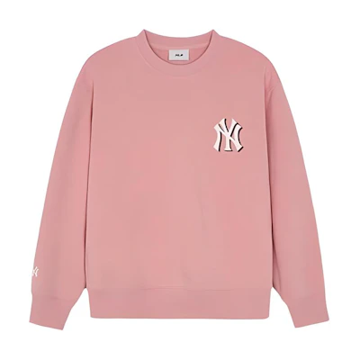 MLB Monogram New York Yankees Unisex Soft Pullover Sweatshirt in Pink Beige 3AMTM1544-50PKM