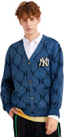 Details for MLB Monogram New York Yankees V-Neck Cardigan Knit Unisex Blue 3AKTM0214-50BLD