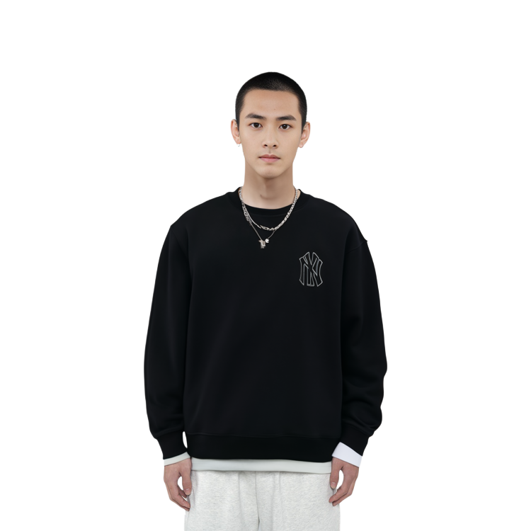 Sizing Sweatshirt Hitam Unisex MLB Monogram NY Yankees Big Logo. 31MTM2111-50L