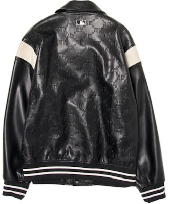 MLB Monogram NY Yankees Black Leather Baseball Jacket 24FW Unisex Diamond Print. 3AJPM0444-50BKS Lookbook MLB Monogram NY Yankees Black Leather Baseball Jacket 24FW Unisex Diamond Print. 3AJPM0444-50BKS