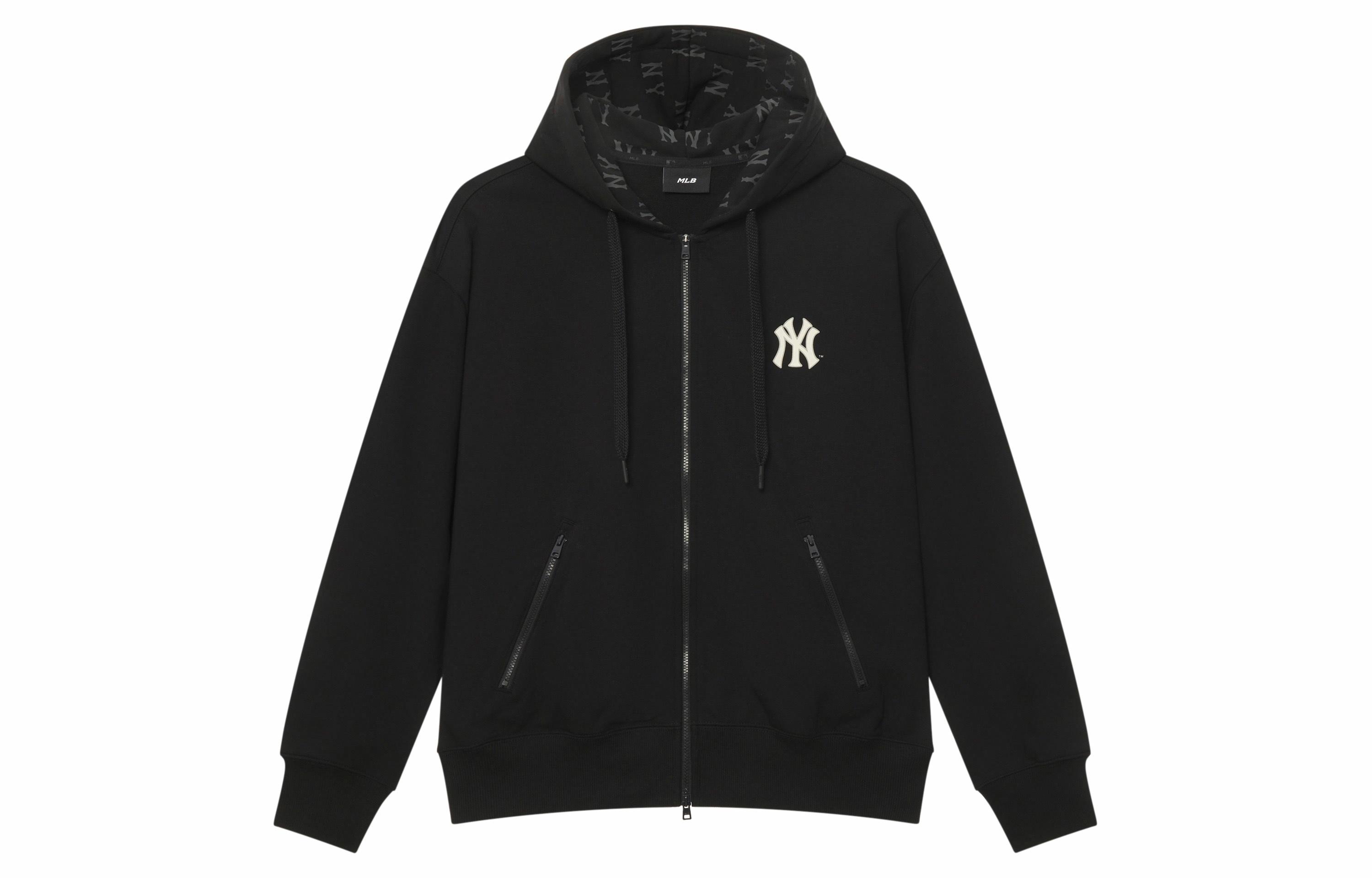 MLB Monogram NY Yankees Black Logo Zip Hoodie Unisex Casual Long Sleeve Jacket 3ATRM0451-50BKS 圖 3