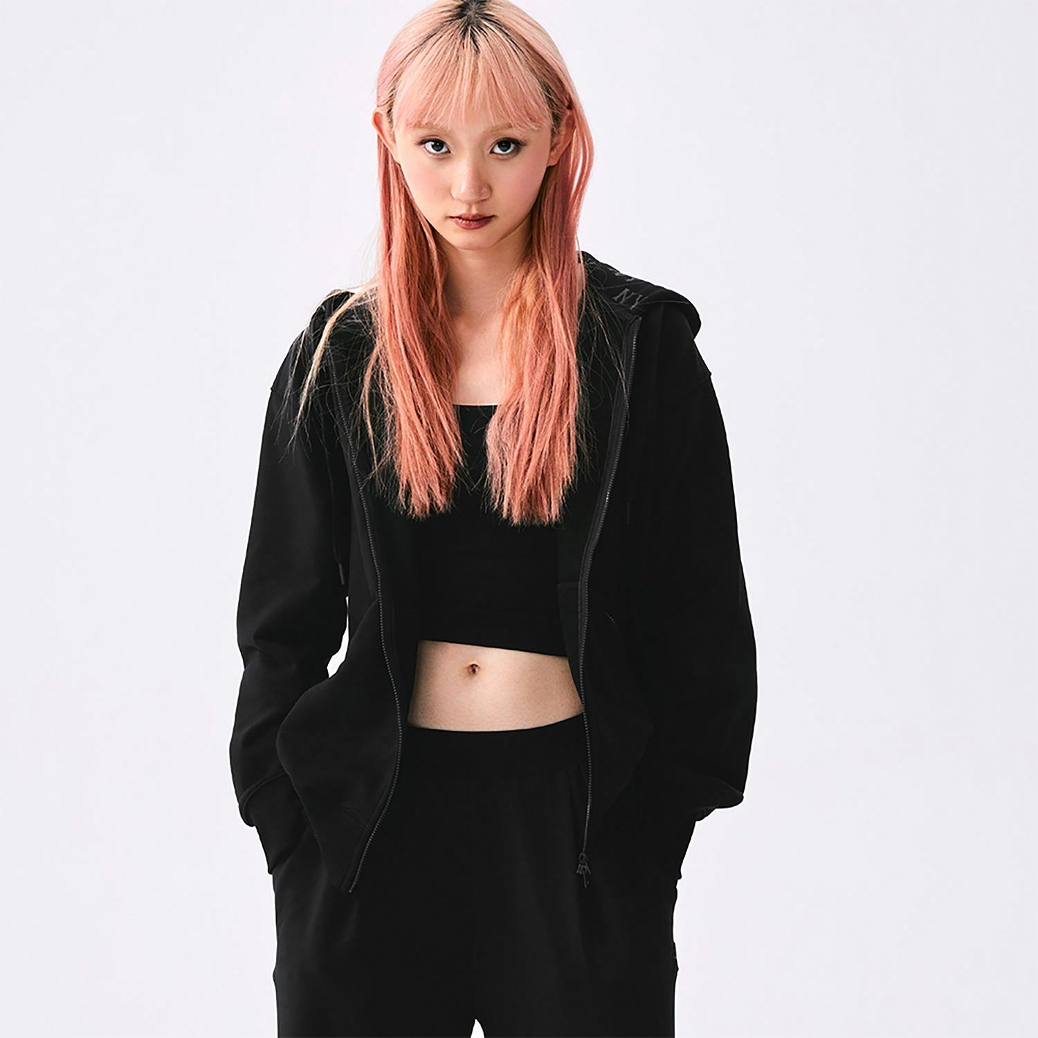 MLB Monogram NY Yankees Black Logo Zip Hoodie Unisex Casual Long Sleeve Jacket 3ATRM0451-50BKS 圖 5