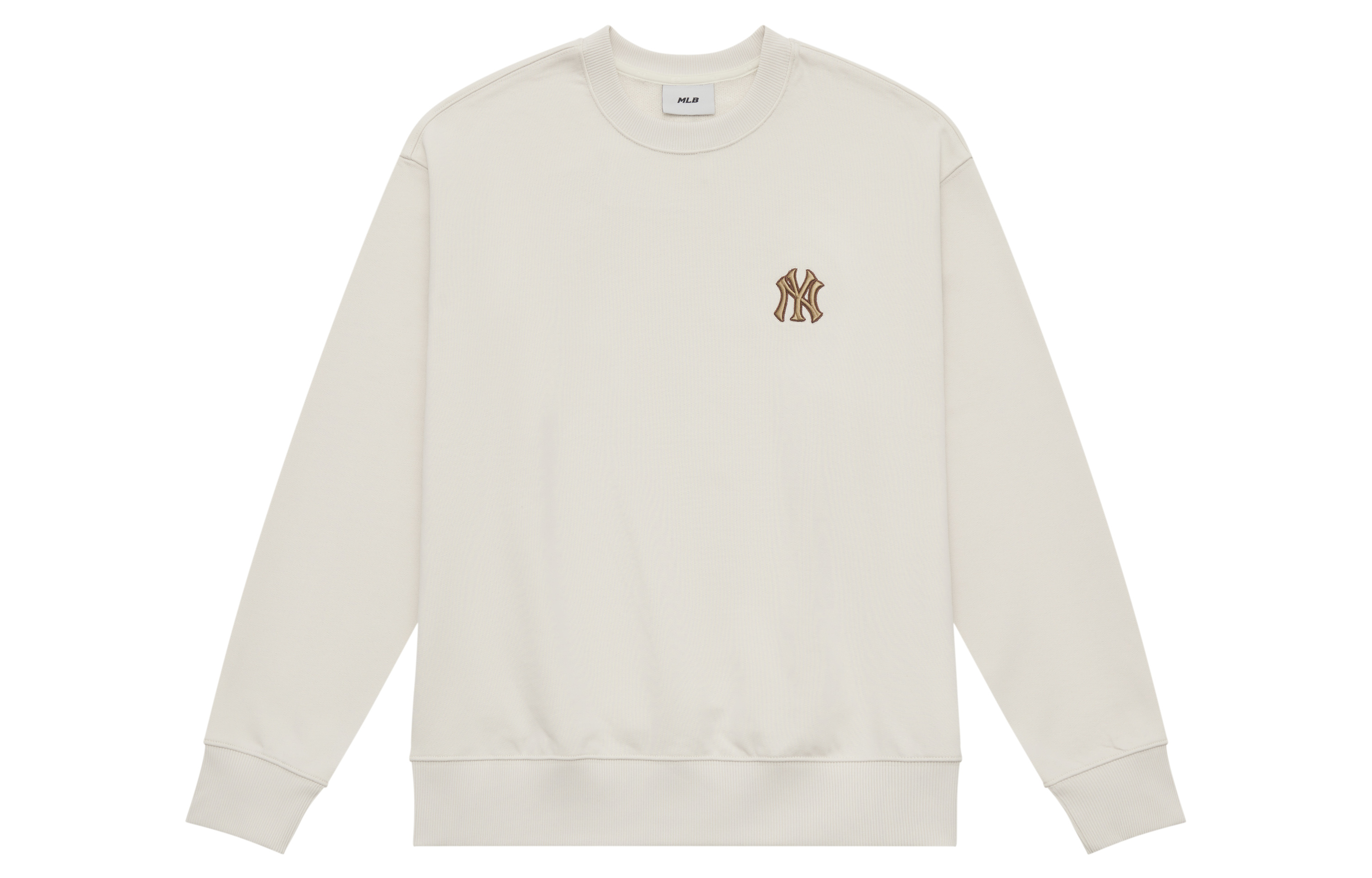 Lookbook MLB Monogram NY Yankees Cream Sweatshirt Lengan Panjang Unisex Gaya Retro. 3AMTM0444-50CRD