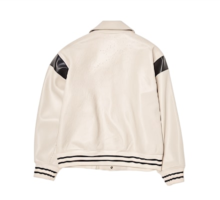 MLB Monogram NY Yankees Diamond Print Faux Leather Jacket Cream Unisex. 3AJPM0444-50CRD Lookbook MLB Monogram NY Yankees Diamond Print Faux Leather Jacket Cream Unisex. 3AJPM0444-50CRD