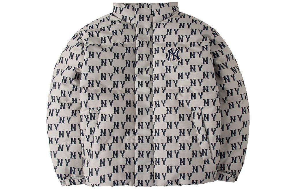 Order MLB Monogram NY Yankees Jaket Puffer Bordir Unisex Off-White. 3ADJM0236-50CRD