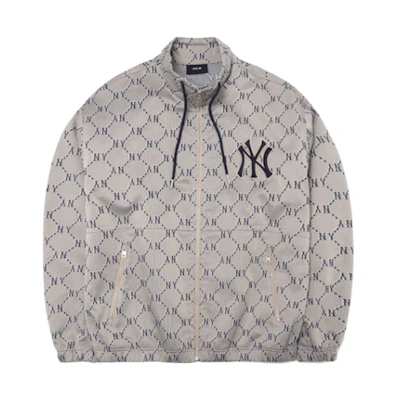 MLB Monogram NY Yankees Jacquard Windbreaker Jacket Grey Men’s Fall Edition 3LWJM0321-50BGS