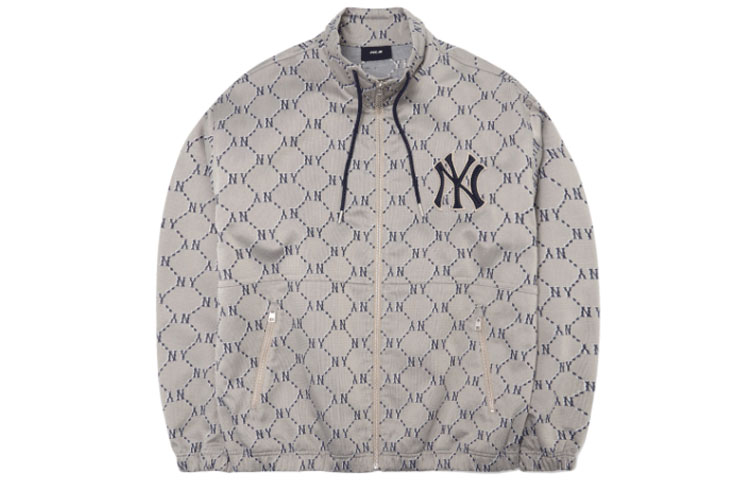 Order MLB Monogram NY Yankees Jaket Windbreaker Jacquard Abu-Abu Pria Edisi Musim Gugur 3LWJM0321-50BGS