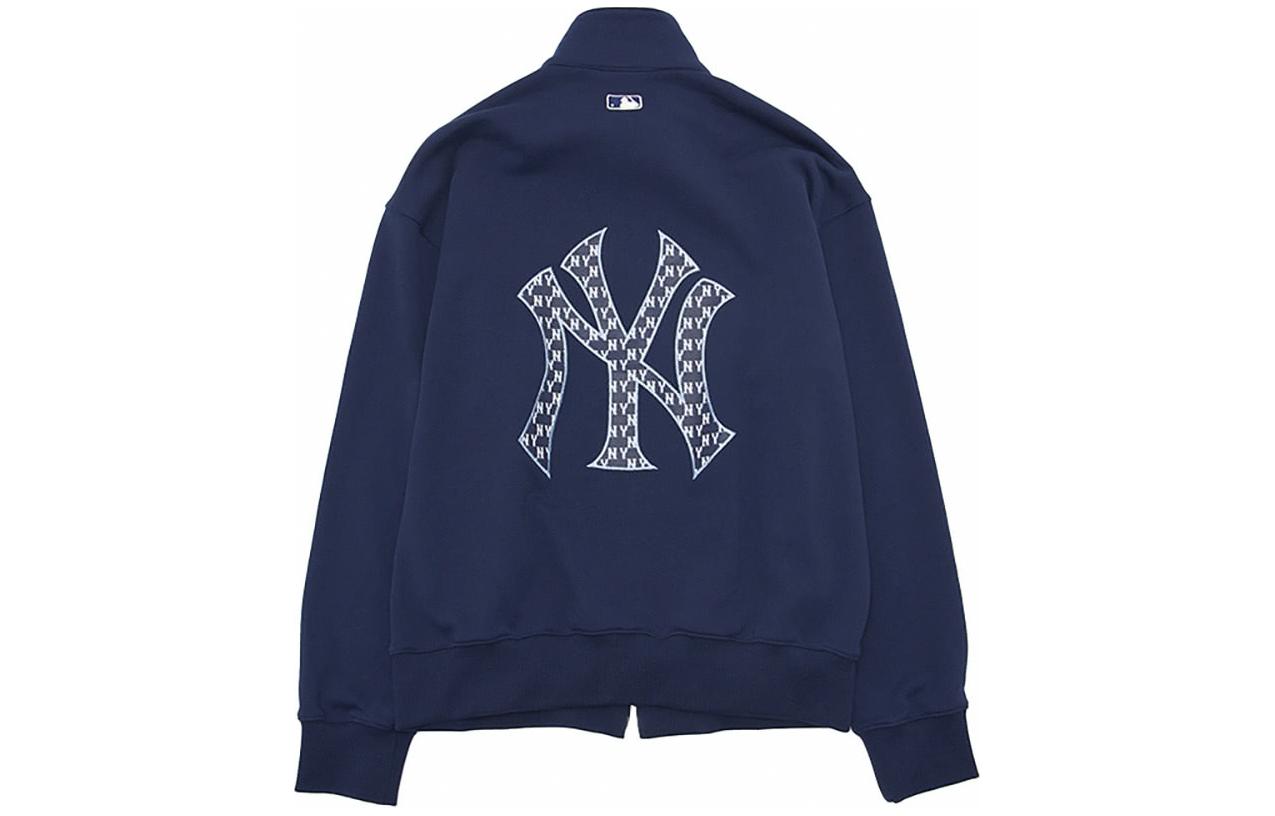 MLB Monogram NY Yankees Logo Print Zip Jacket Unisex Navy Blue 3ATRM0441-50NYS