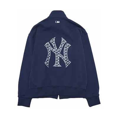 MLB Monogram NY Yankees Logo Print Zip Jacket Unisex Navy Blue 3ATRM0441-50NYS