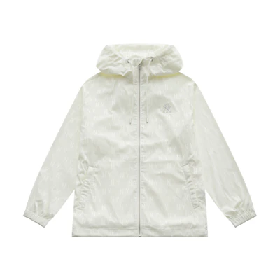 MLB Monogram NY Yankees Waterproof Windbreaker Hoodie Jacket White Unisex Casual. 3AWJM0453-50IVS