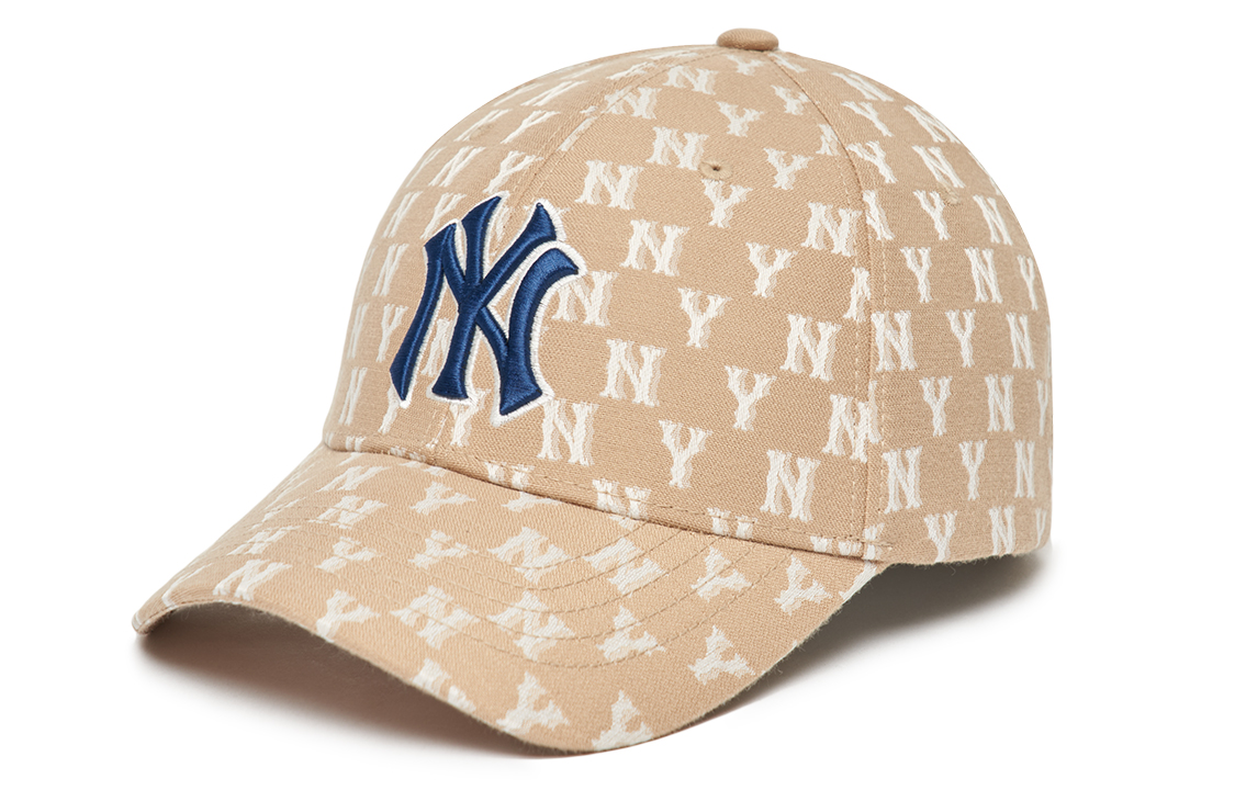 MLB Monogram Polyester Baseball Cap Khaki Unisex Couple Style. 3ACPFF02N-50BGD