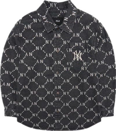 mlb-monogram-print-denim-retro-long-sleeve-shirt-unisex-black-3-adrmn-421-50-bks