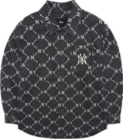 MLB Monogram Print Denim Retro Long Sleeve Shirt Unisex Black. 3ADRMN421-50BKS MLB Monogram Print Denim Retro Long Sleeve Shirt Unisex Black. 3ADRMN421-50BKS