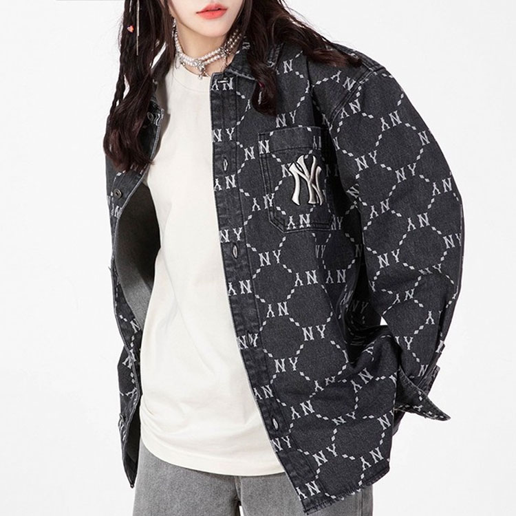 Purchase MLB モノグラムデニムレトロ長袖シャツ ユニセックス ブラック. 3ADRMN421-50BKS