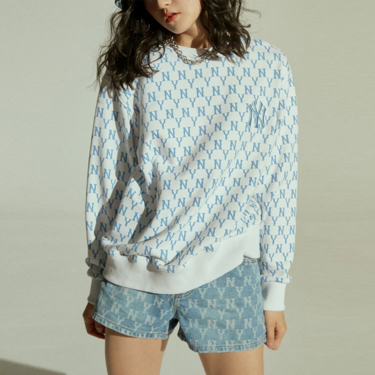 MLB Monogram Pullover Hoodie Blue Unisex 31MTM1111-50W 圖 4