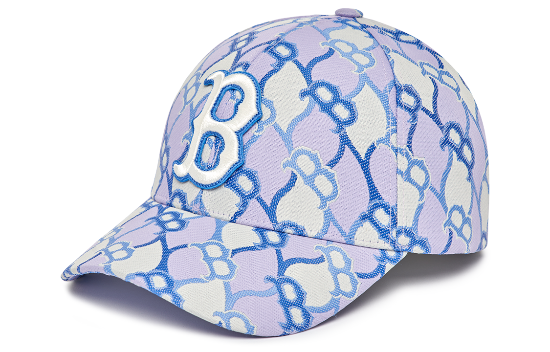 MLB Monogram Purple Cotton Baseball Cap - Unisex Casual Fashion Hat 3ACPM063N-43CRS