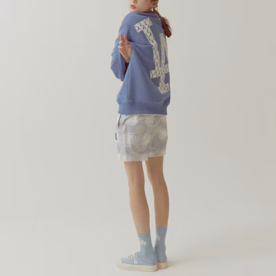 MLB 經典印花大字Logo男女款寬鬆藍色連帽衫 31MTM2111-07U Details for MLB 經典印花大字Logo男女款寬鬆藍色連帽衫 31MTM2111-07U