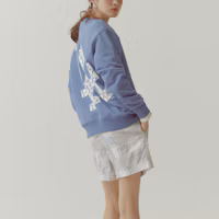 Sizing MLB 經典印花大字Logo男女款寬鬆藍色連帽衫 31MTM2111-07U