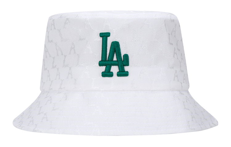 MLB Monogram Series White Cotton Bucket Hat with Logo Embroidery - Unisex 32CPH3011-07W