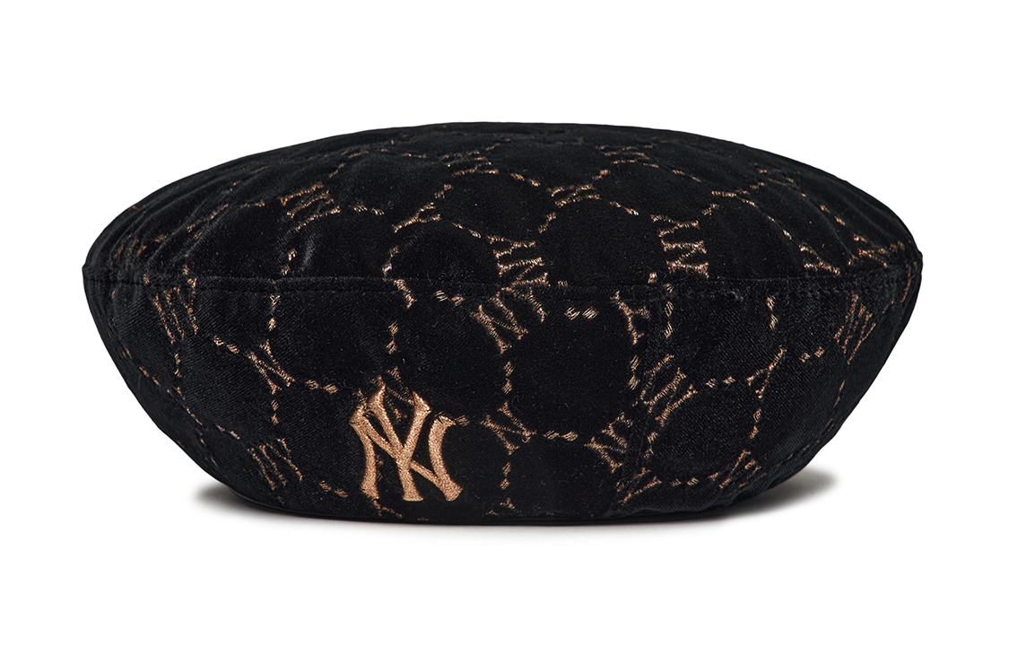 MLB Monogram Velvet Beret Hat Unisex Couples Retro Style Cotton Polyester 3ACBVG016-50BKS