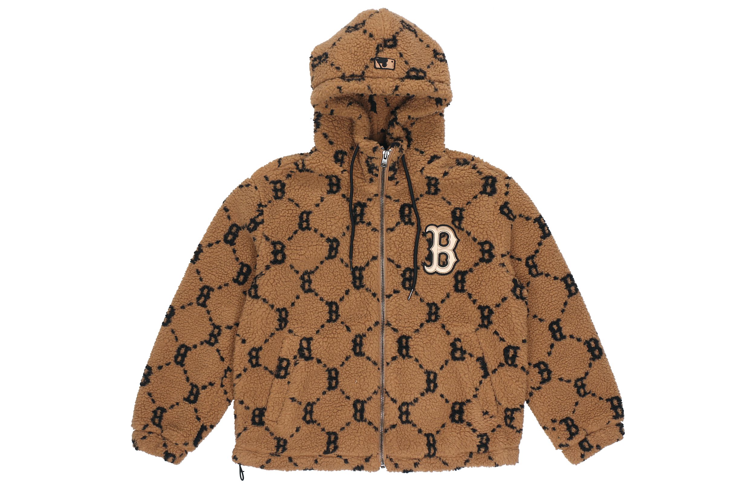 MLB Monogram Vintage Sherpa Hoodie Jacket Unisex Light Brown. 3AJPF1316-43BGD 圖 2