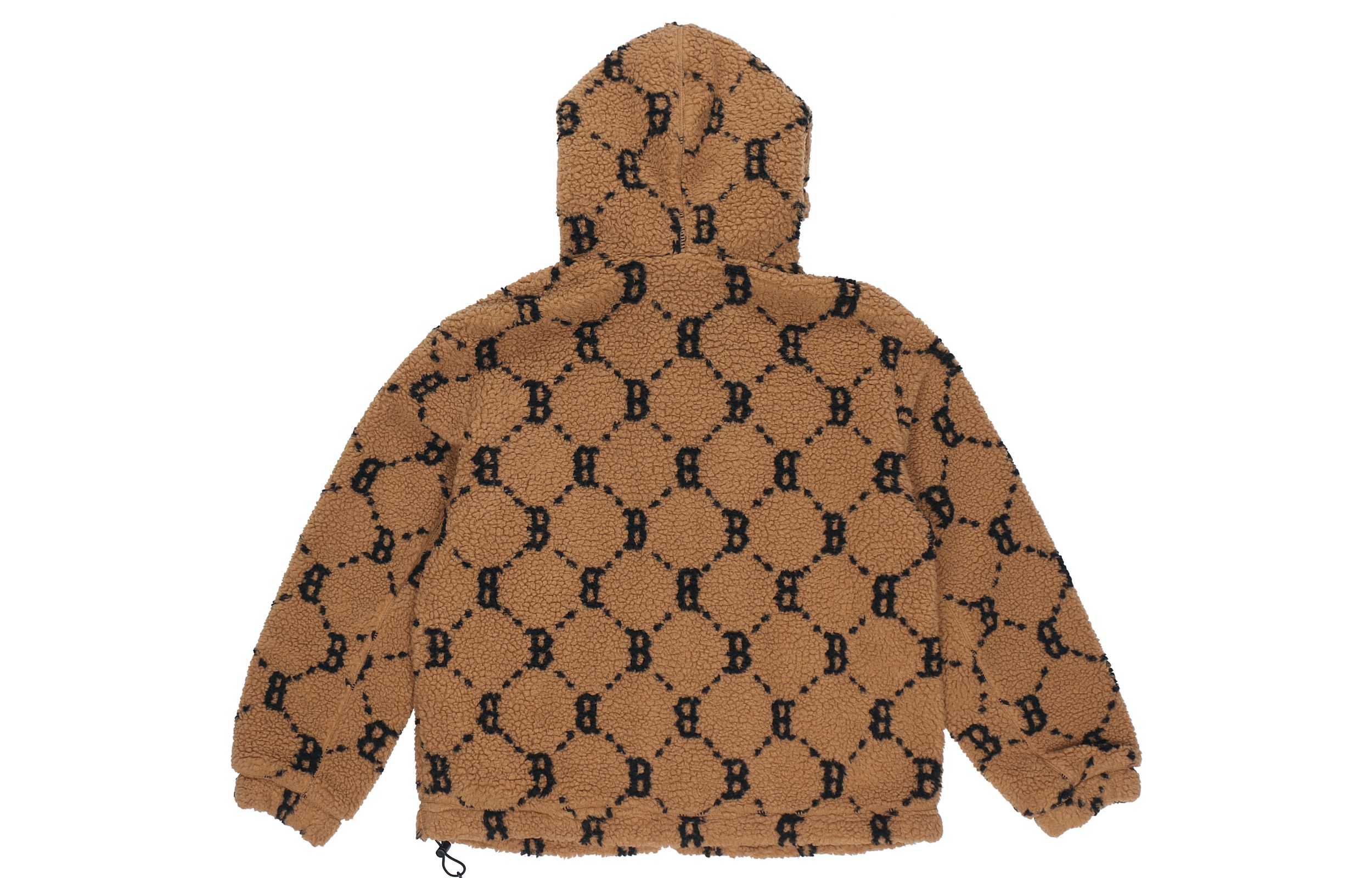 MLB Monogram Vintage Sherpa Hoodie Jacket Unisex Light Brown. 3AJPF1316-43BGD 圖 3