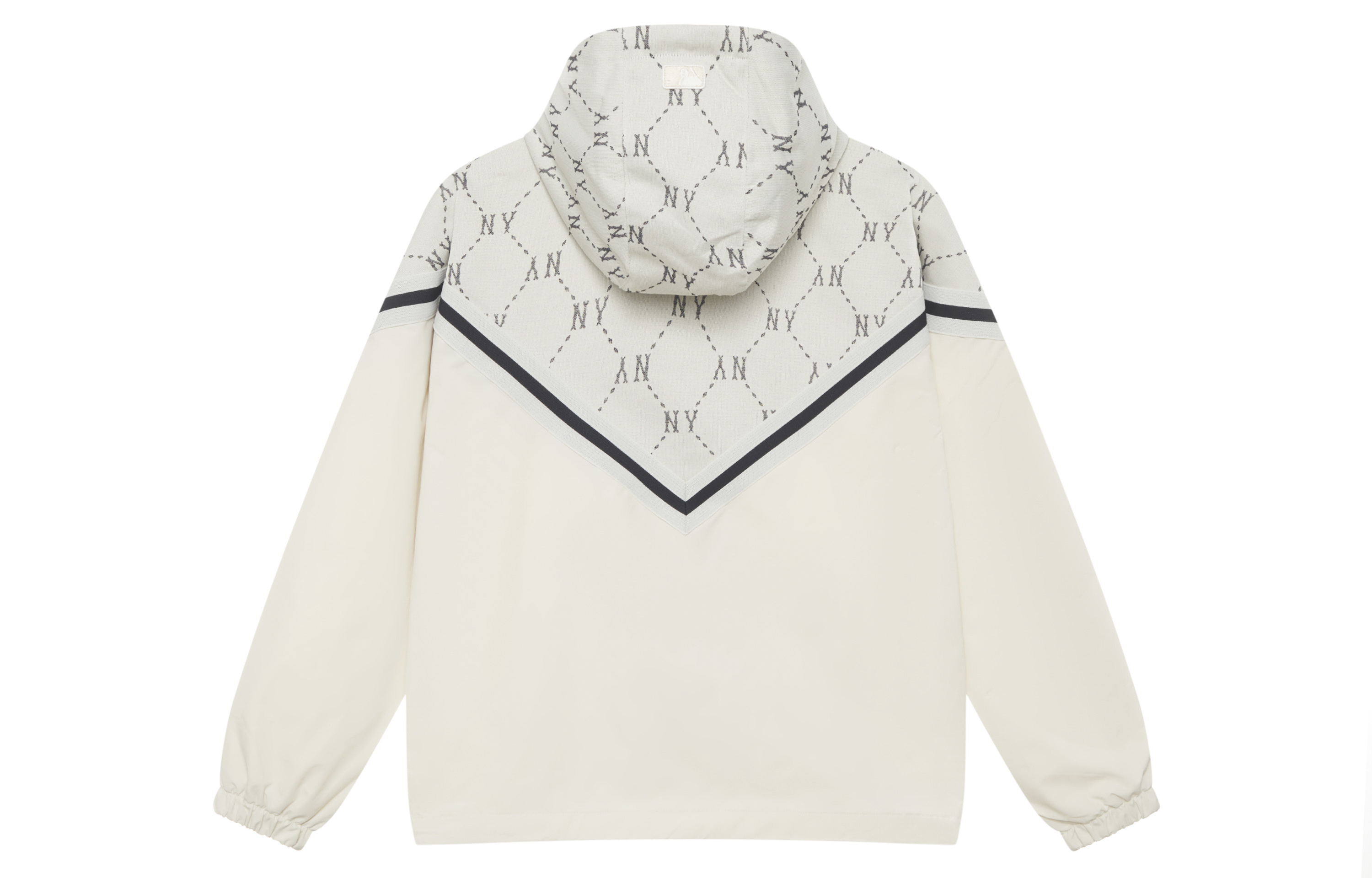 MLB Monogram Yankees 24FW V-Pattern Patchwork Embroidered Logo Hoodie Jacket Cream. 3AWJM0144-50CRD 圖 3