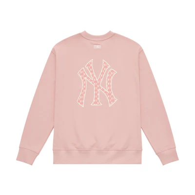 MLB Monogram Yankees Big Logo Crewneck Pink Unisex Sweatshirt Early Fall Edition 3AMTM0444-50PKM